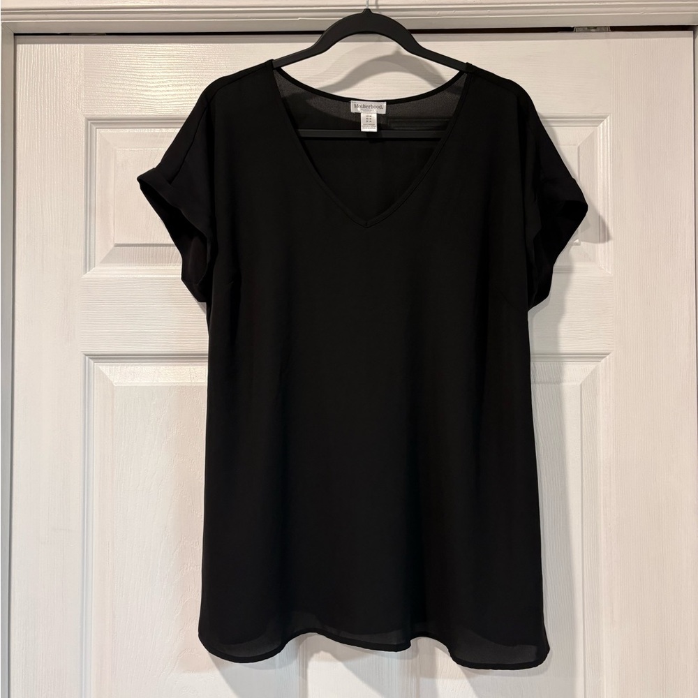 Motherhood Maternity Elegant Black V-Neck Blouse